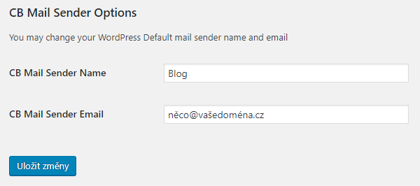 WordPress: Jak zm?nit e-mailovou adresu, ze které jsou odesílané notifika?ní e-maily? (Send From)