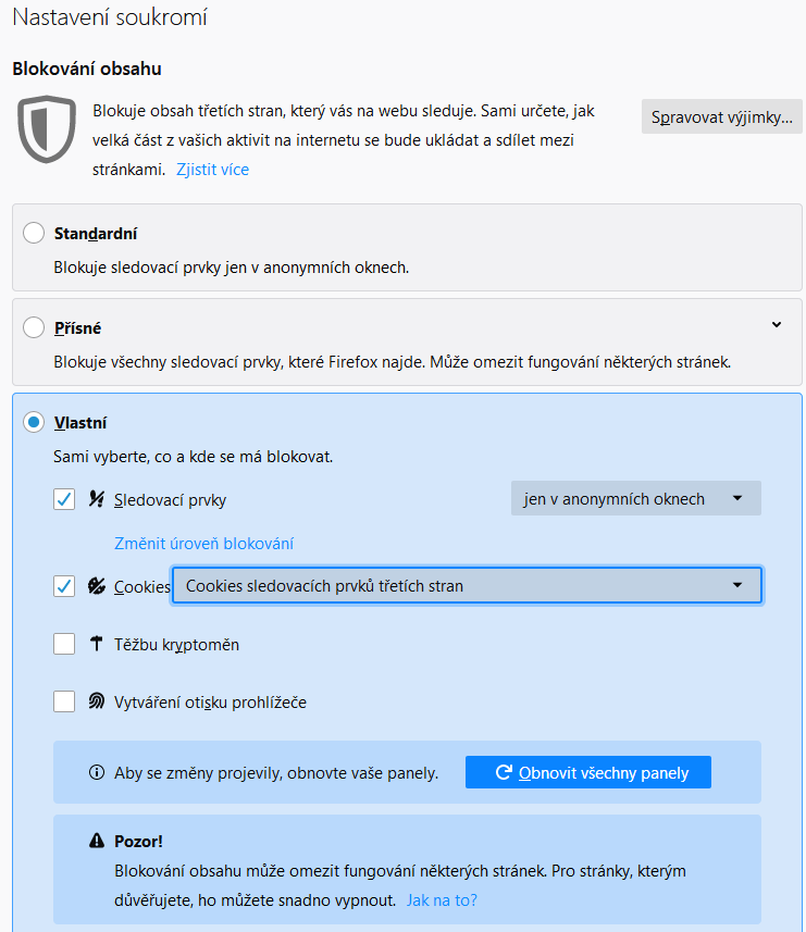 Firefox bude blokovat cookies t?etích stran